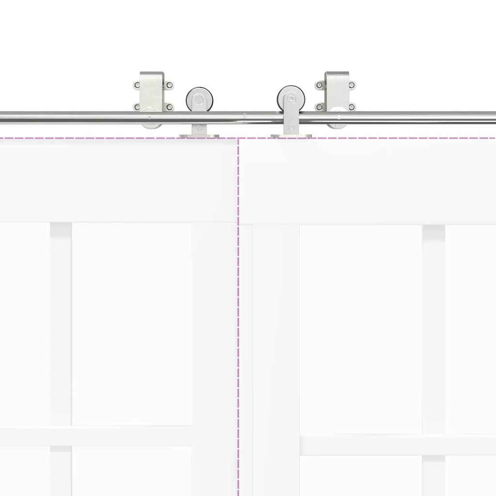 Set piese pentru ușă glisantă, argintiu, 183 cm oțel inoxidabil