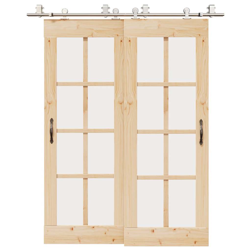 Set piese pentru ușă glisantă, argintiu, 183 cm oțel inoxidabil