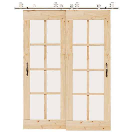 Set piese pentru ușă glisantă, argintiu, 183 cm oțel inoxidabil