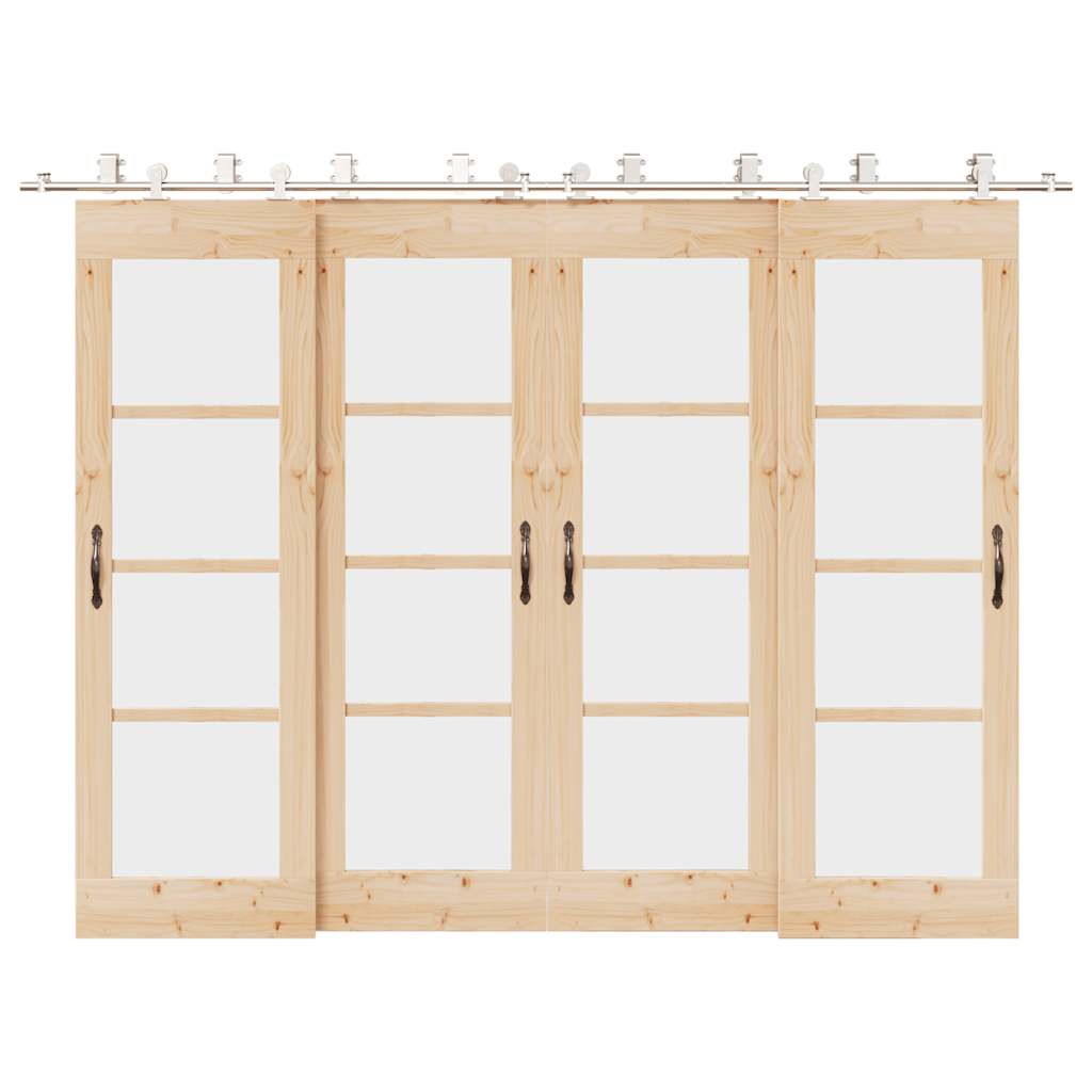 Set piese pentru ușă glisantă, argintiu, 366 cm oțel inoxidabil