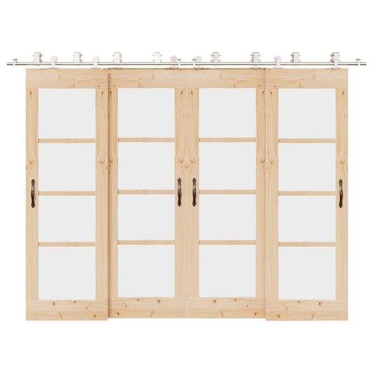 Set piese pentru ușă glisantă, argintiu, 366 cm oțel inoxidabil