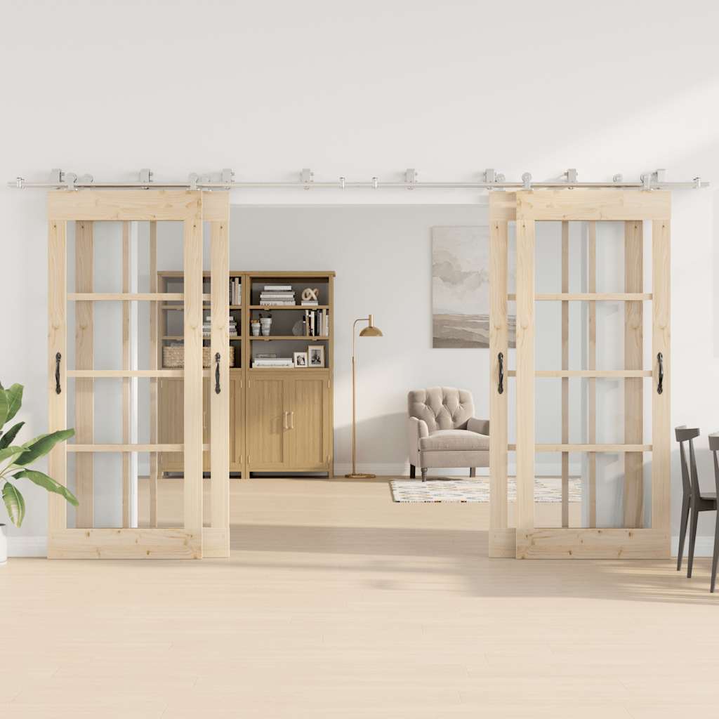 Set piese pentru ușă glisantă, argintiu, 400 cm oțel inoxidabil