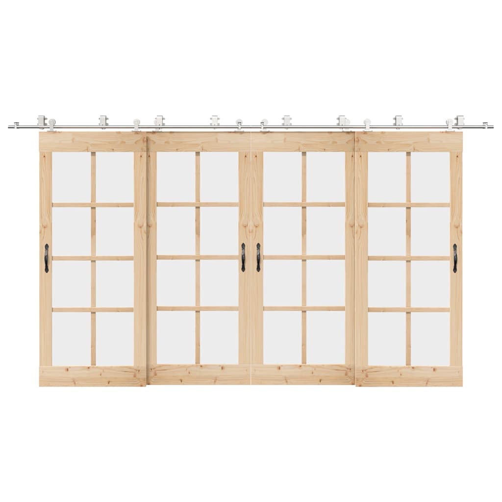 Set piese pentru ușă glisantă, argintiu, 400 cm oțel inoxidabil