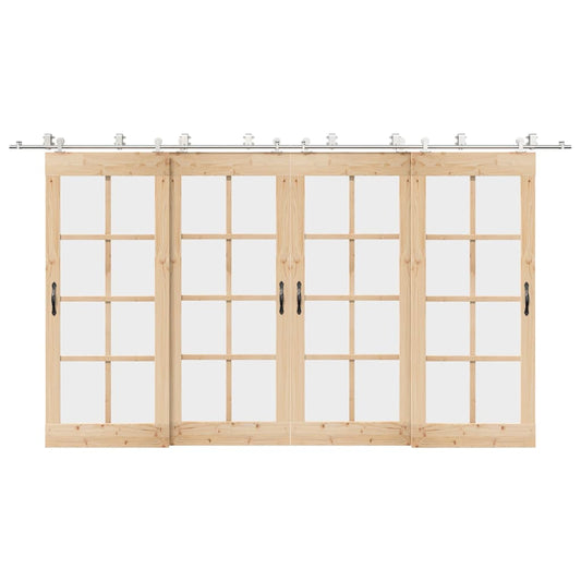 Set piese pentru ușă glisantă, argintiu, 400 cm oțel inoxidabil