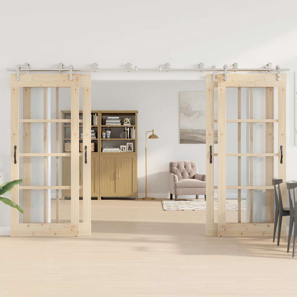 Set piese pentru ușă glisantă, argintiu, 366 cm oțel inoxidabil