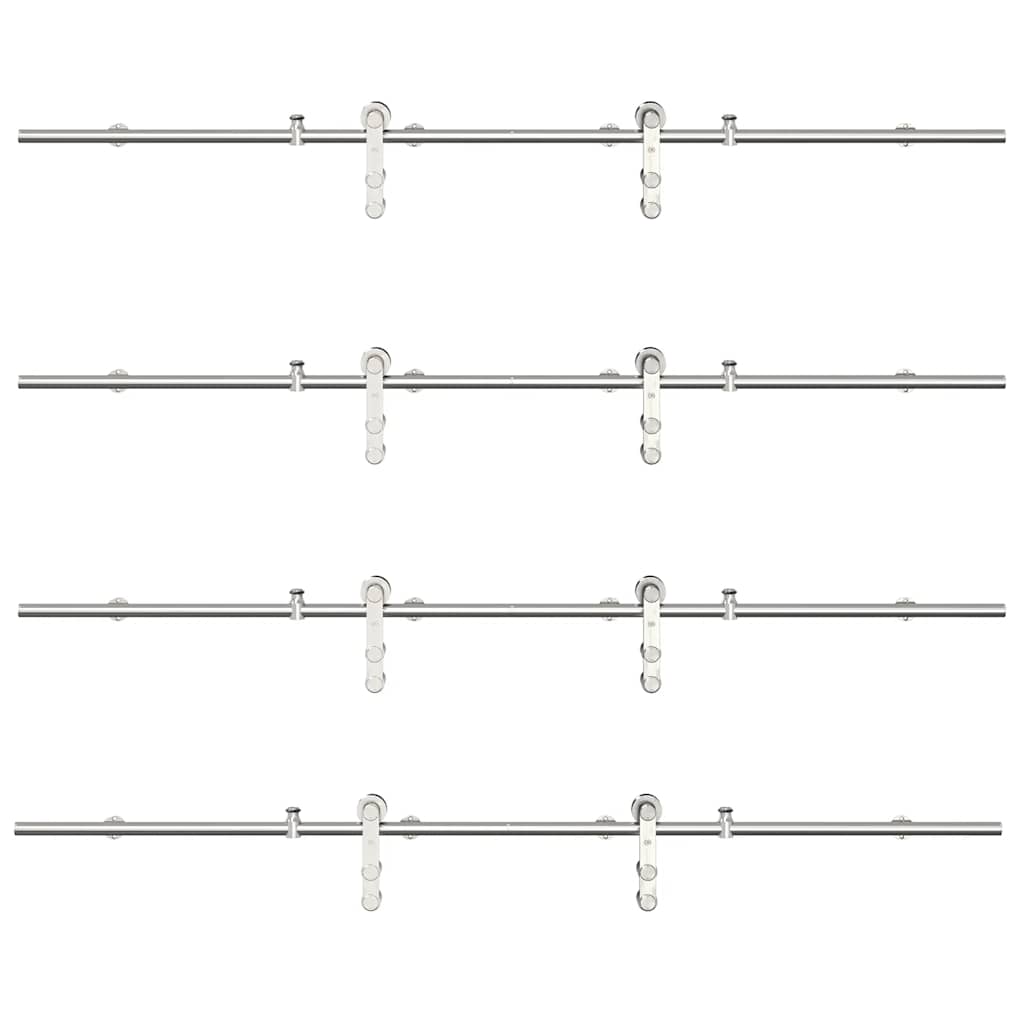 Set piese pentru ușă glisantă, argintiu, 366 cm oțel inoxidabil
