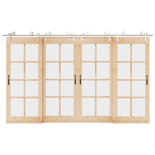 Set piese pentru ușă glisantă, argintiu, 366 cm oțel inoxidabil