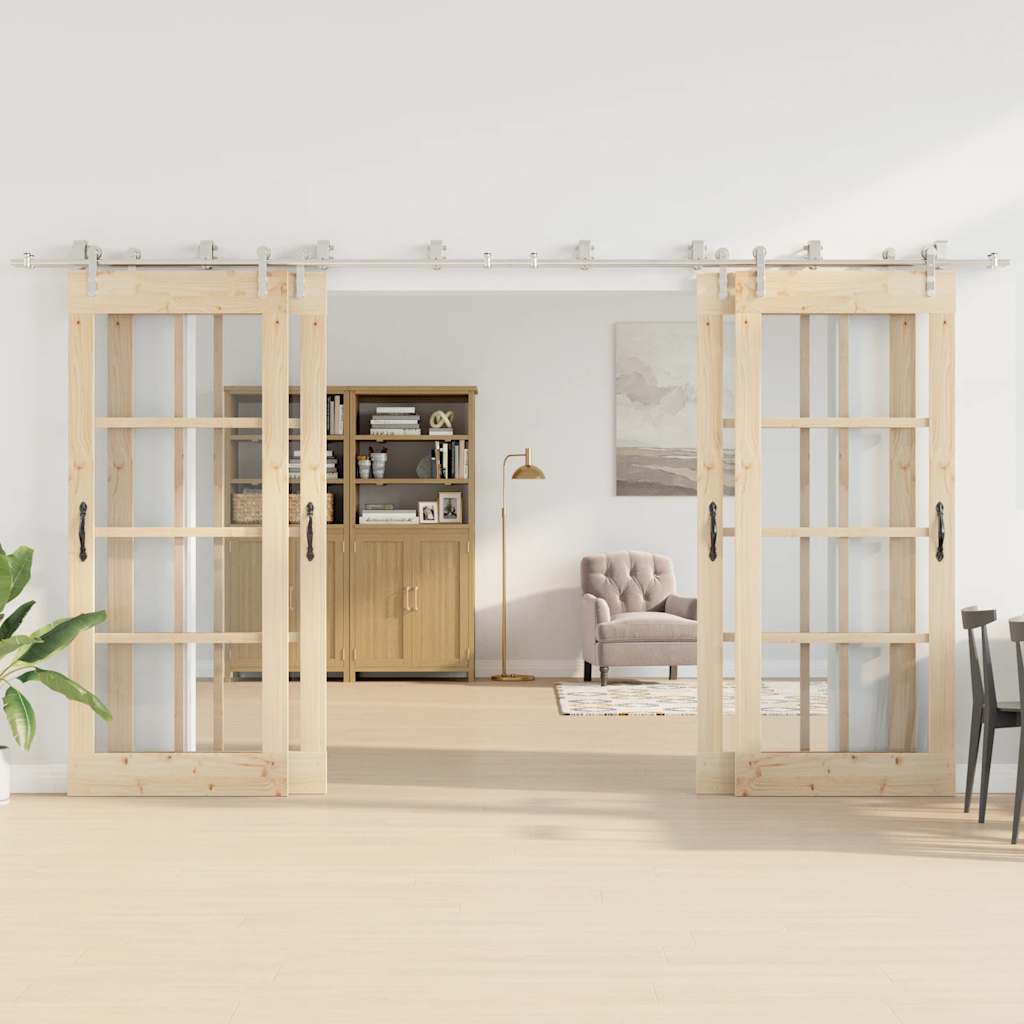 Set piese pentru ușă glisantă, argintiu, 400 cm oțel inoxidabil