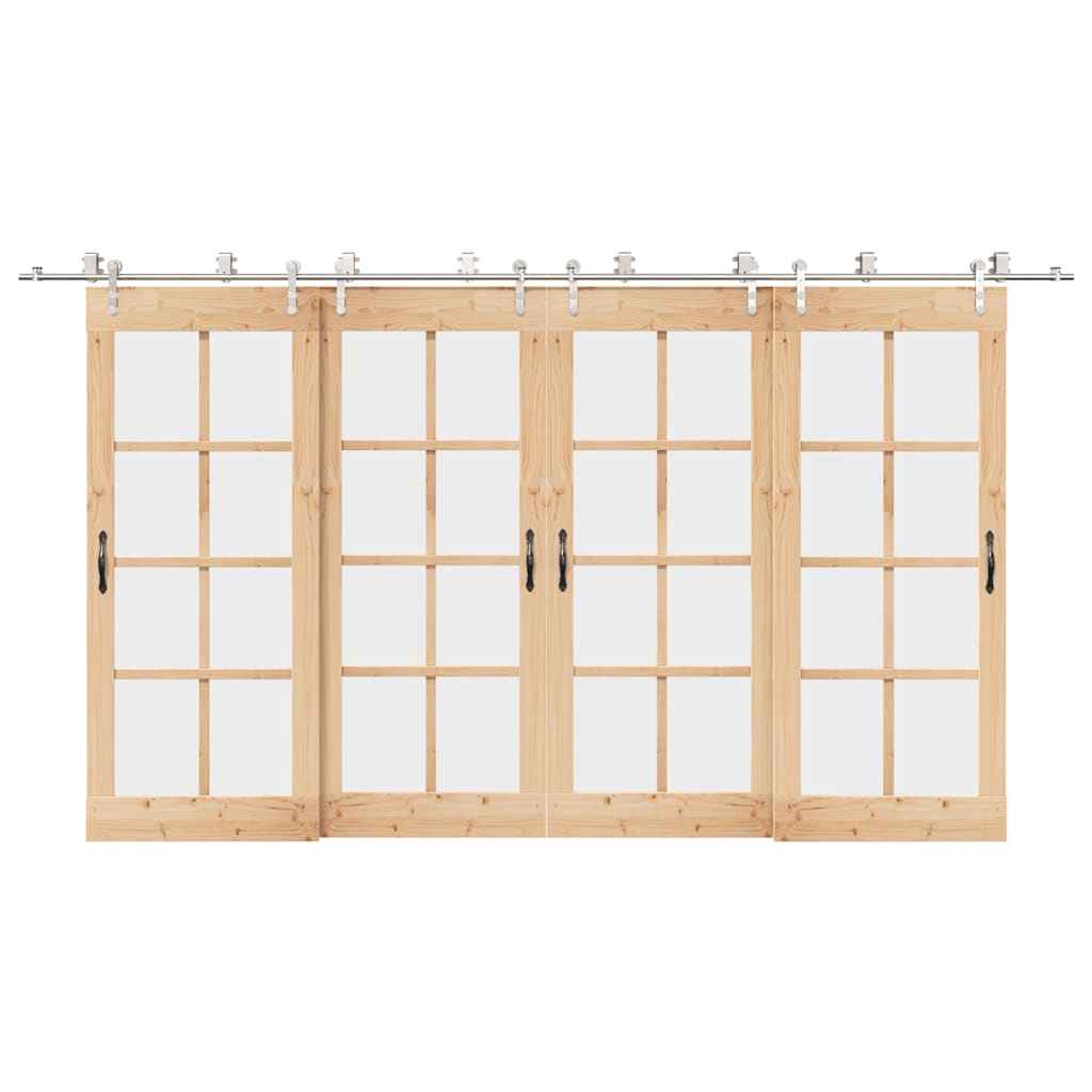 Set piese pentru ușă glisantă, argintiu, 400 cm oțel inoxidabil