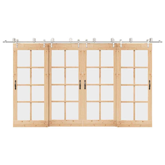 Set piese pentru ușă glisantă, argintiu, 400 cm oțel inoxidabil