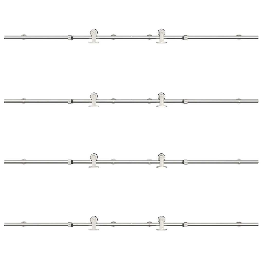 Set piese pentru ușă glisantă, argintiu, 366 cm oțel inoxidabil