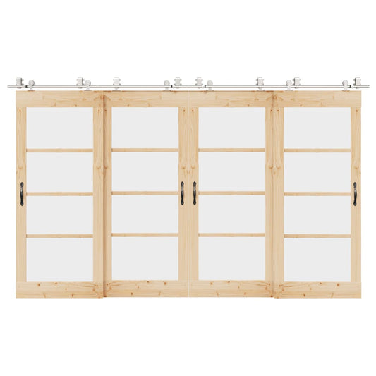 Set piese pentru ușă glisantă, argintiu, 366 cm oțel inoxidabil