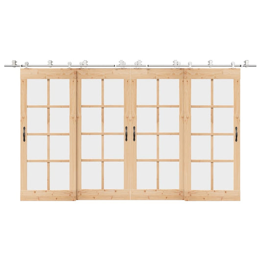 Set piese pentru ușă glisantă, argintiu, 400 cm oțel inoxidabil