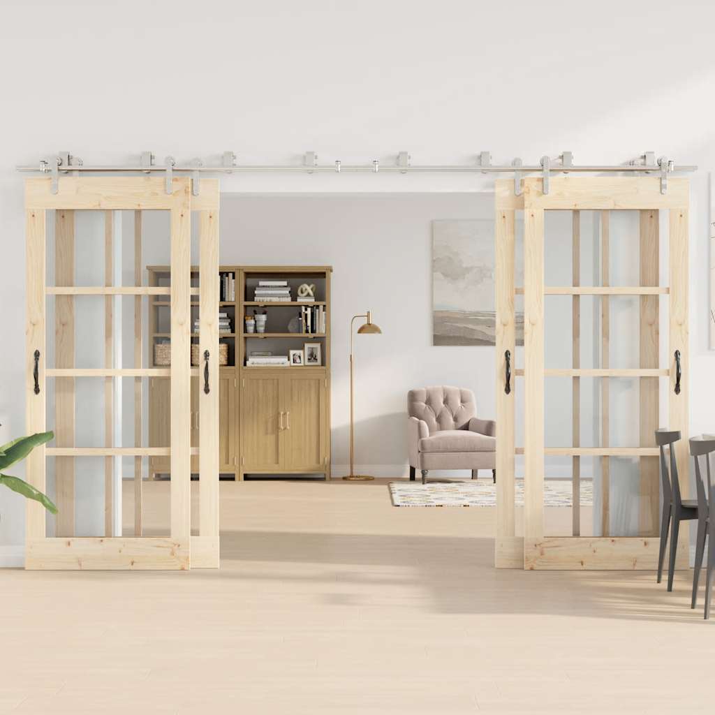 Set piese pentru ușă glisantă, argintiu, 366 cm oțel inoxidabil