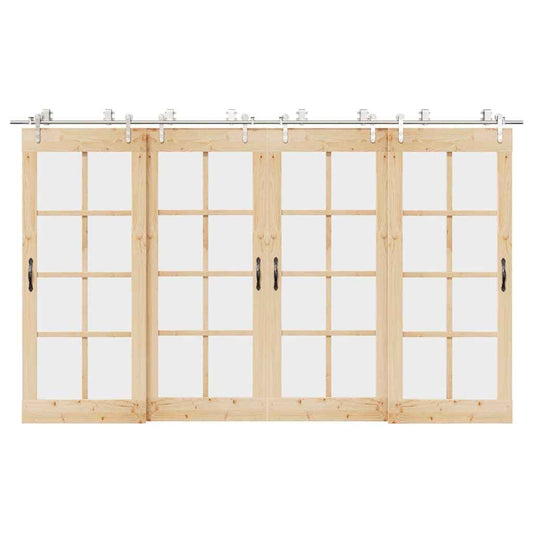 Set piese pentru ușă glisantă, argintiu, 366 cm oțel inoxidabil