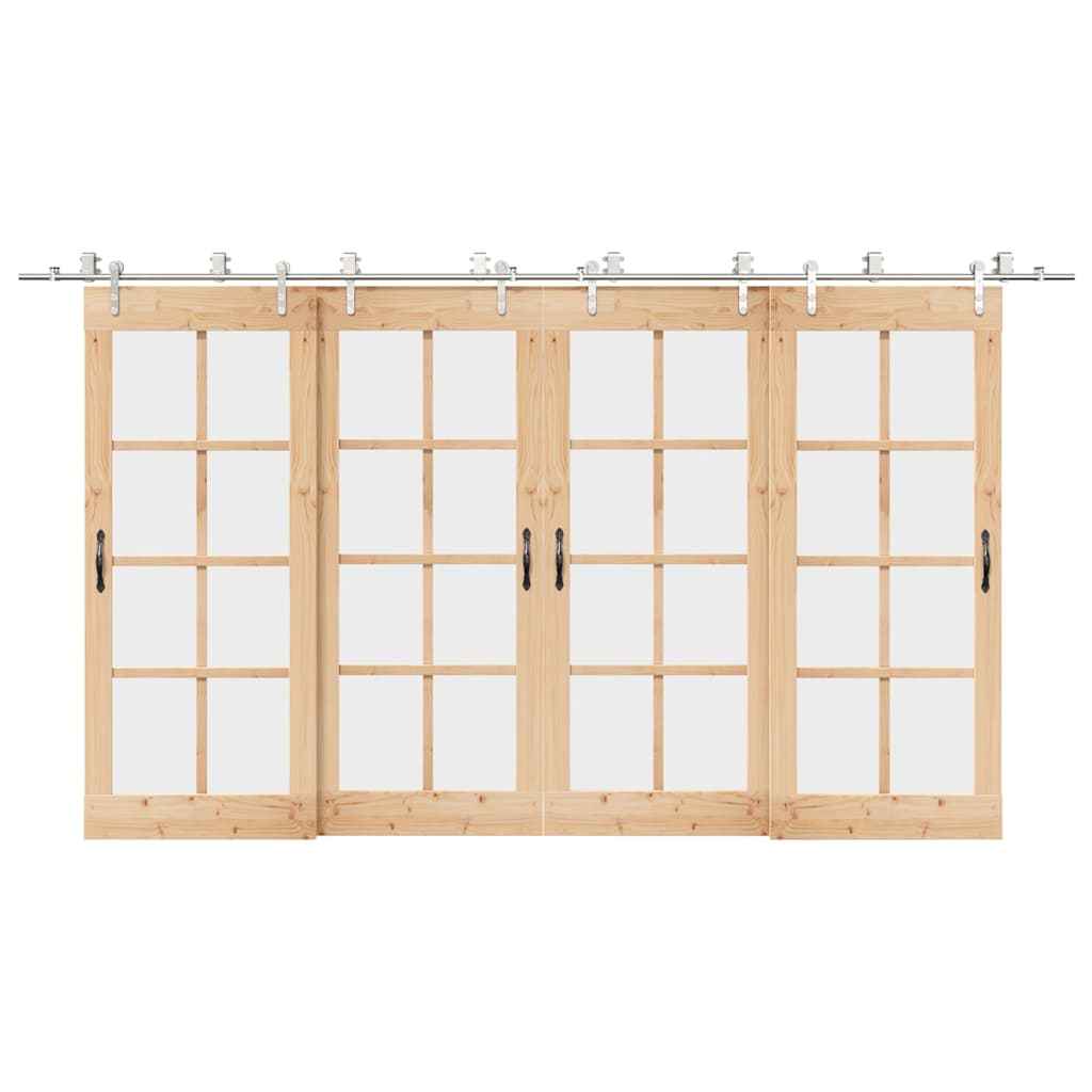 Set piese pentru ușă glisantă, argintiu, 400 cm oțel inoxidabil