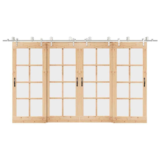 Set piese pentru ușă glisantă, argintiu, 400 cm oțel inoxidabil