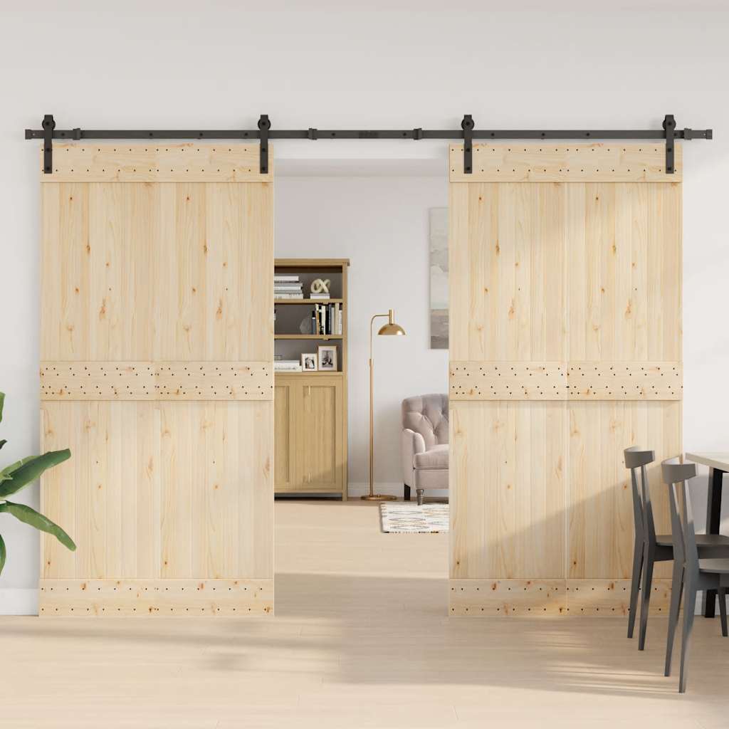 Set feronerie pentru uși glisante, negru, 305 cm, oțel