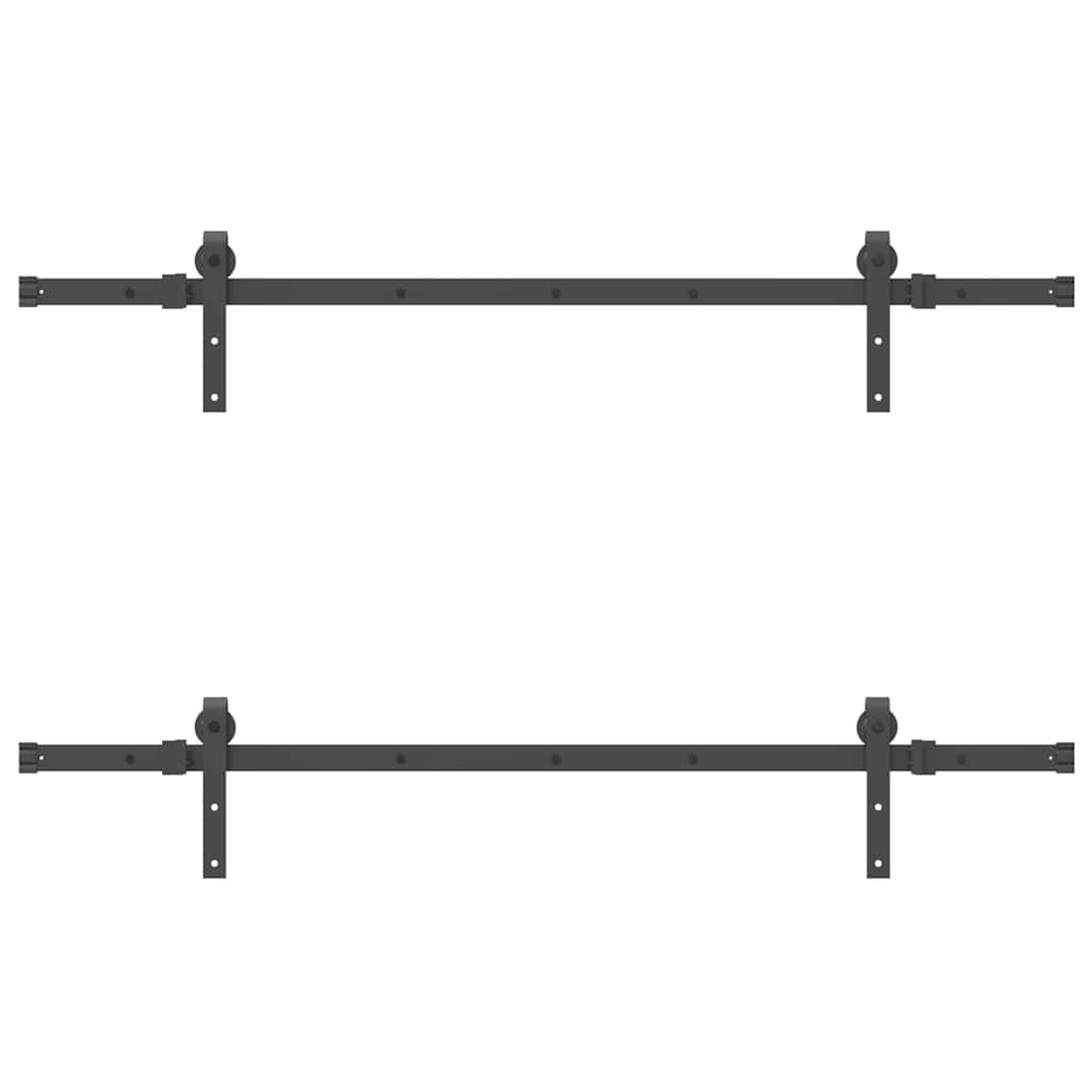 Set feronerie pentru uși glisante, negru, 305 cm, oțel