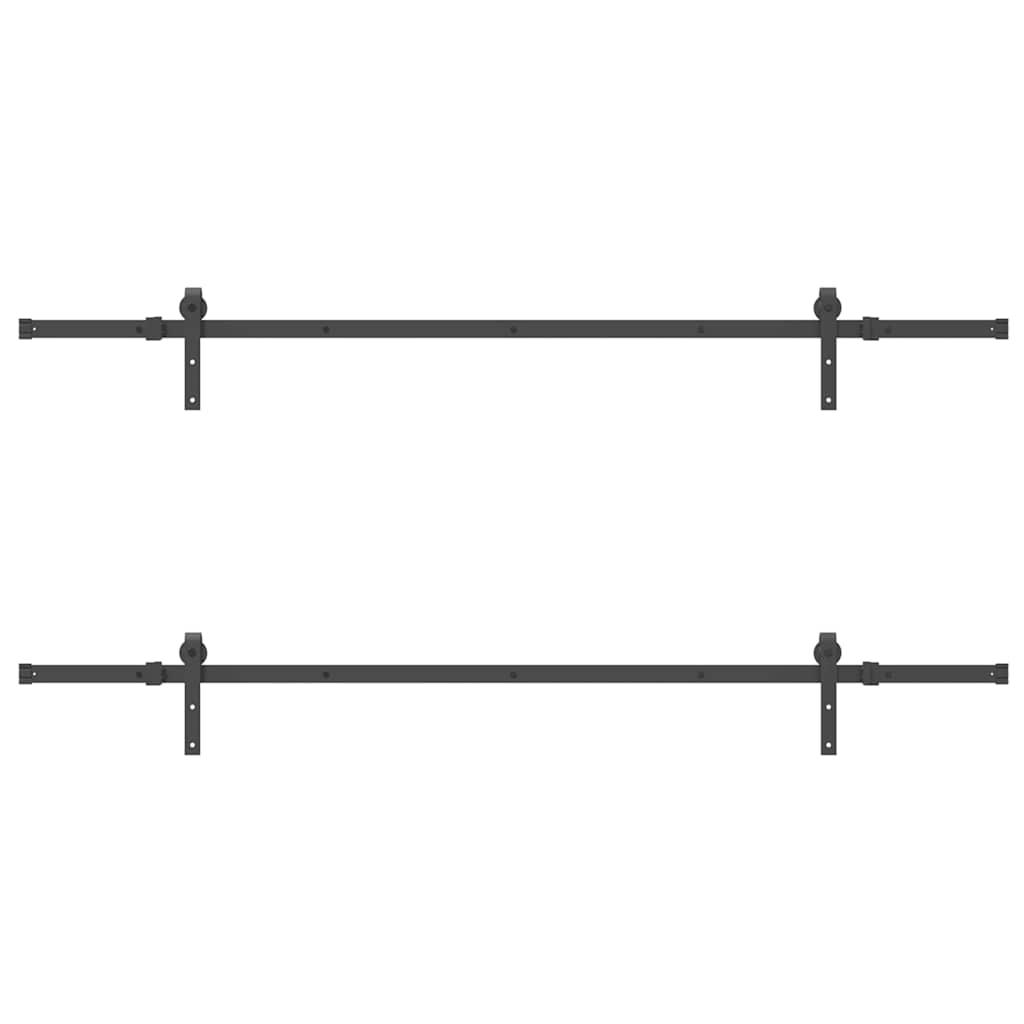 Set feronerie pentru uși glisante, negru, 427 cm, oțel