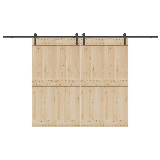 Set feronerie pentru uși glisante, negru, 366 cm, oțel