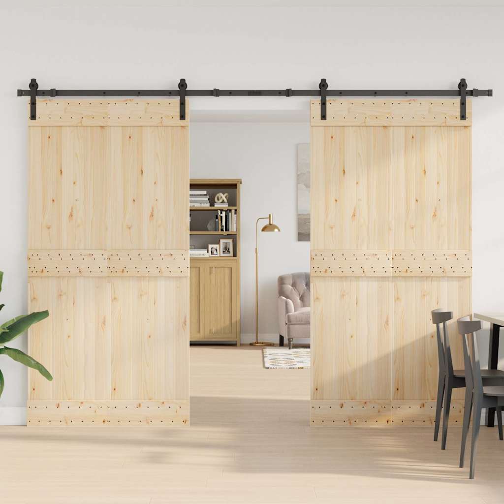 Set feronerie pentru uși glisante, negru, 305 cm, oțel