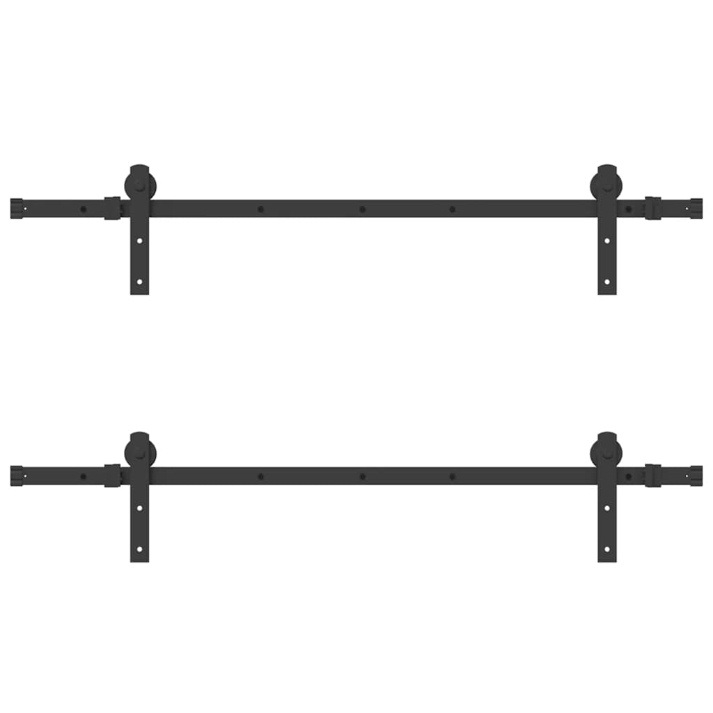 Set feronerie pentru uși glisante, negru, 305 cm, oțel