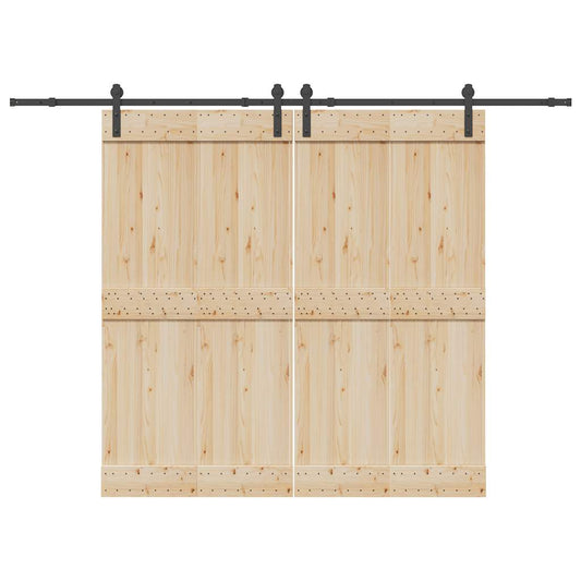 Set feronerie pentru uși glisante, negru, 305 cm, oțel