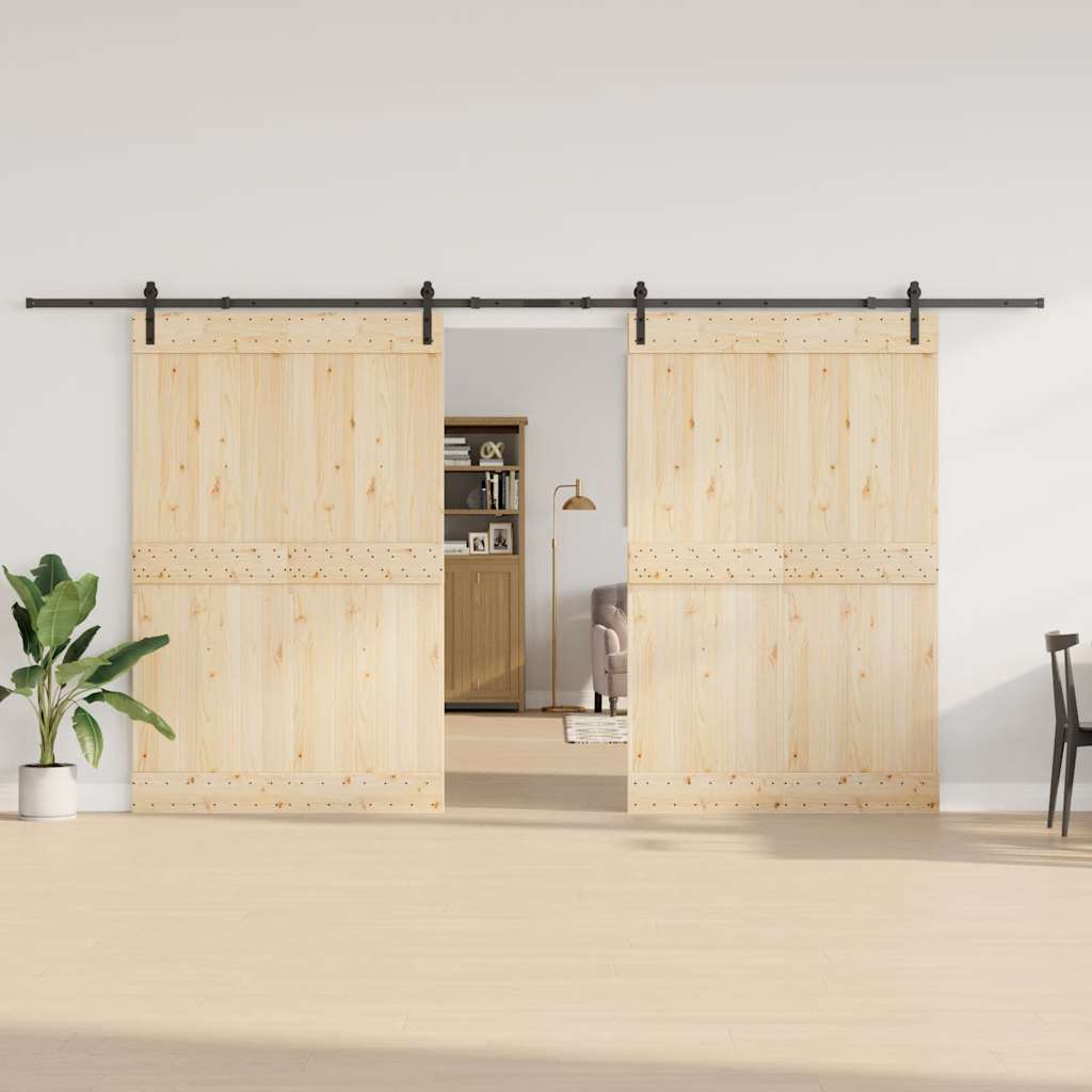 Set feronerie pentru uși glisante, negru, 427 cm, oțel