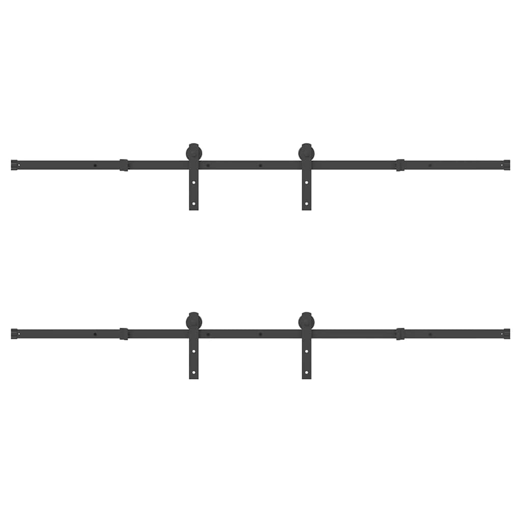 Set feronerie pentru uși glisante, negru, 427 cm, oțel