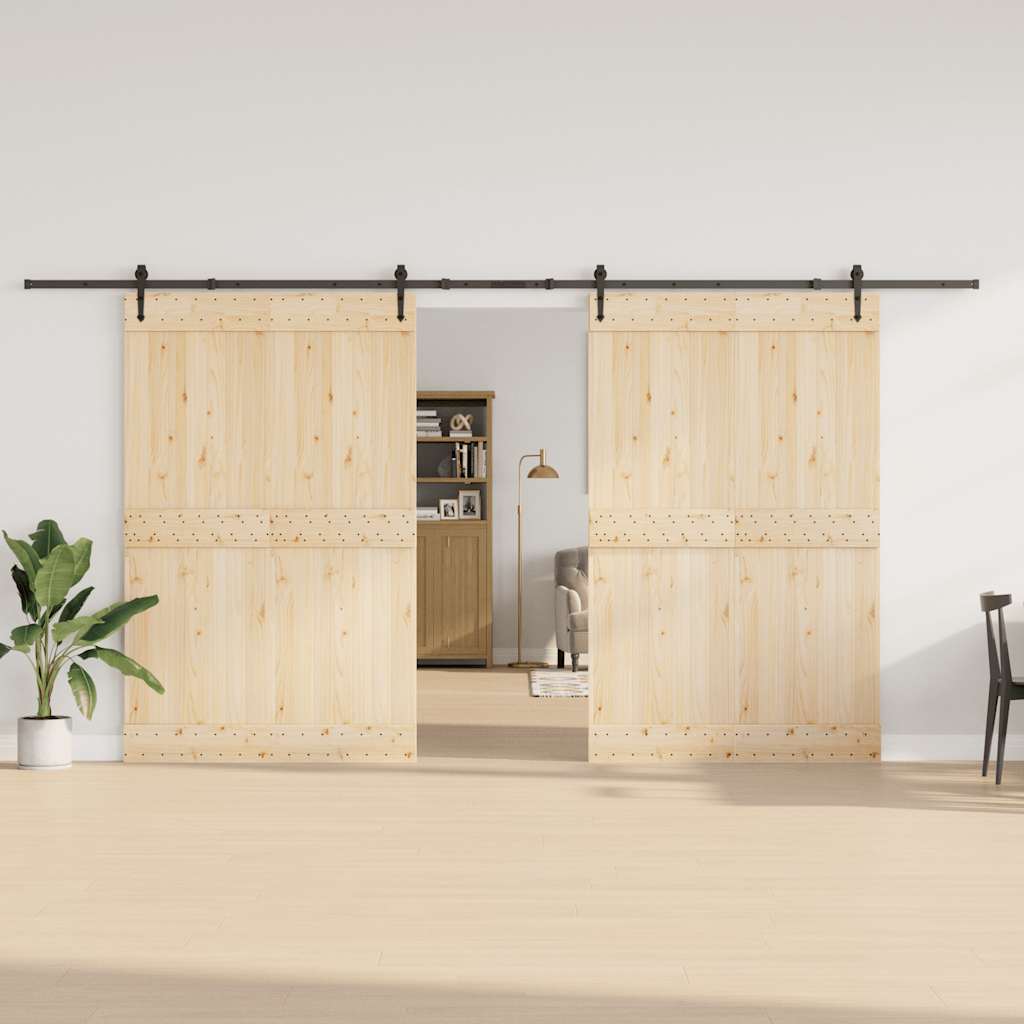 Set feronerie pentru uși glisante, negru, 427 cm, oțel