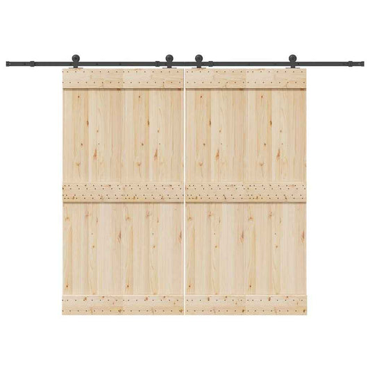 Set feronerie pentru uși glisante, negru, 305 cm, oțel