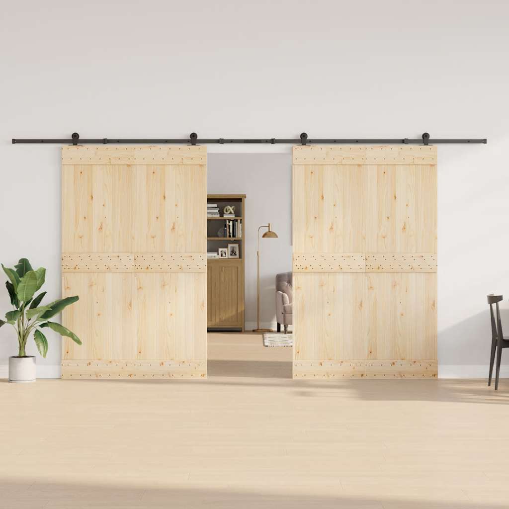 Set feronerie pentru uși glisante, negru, 427 cm, oțel