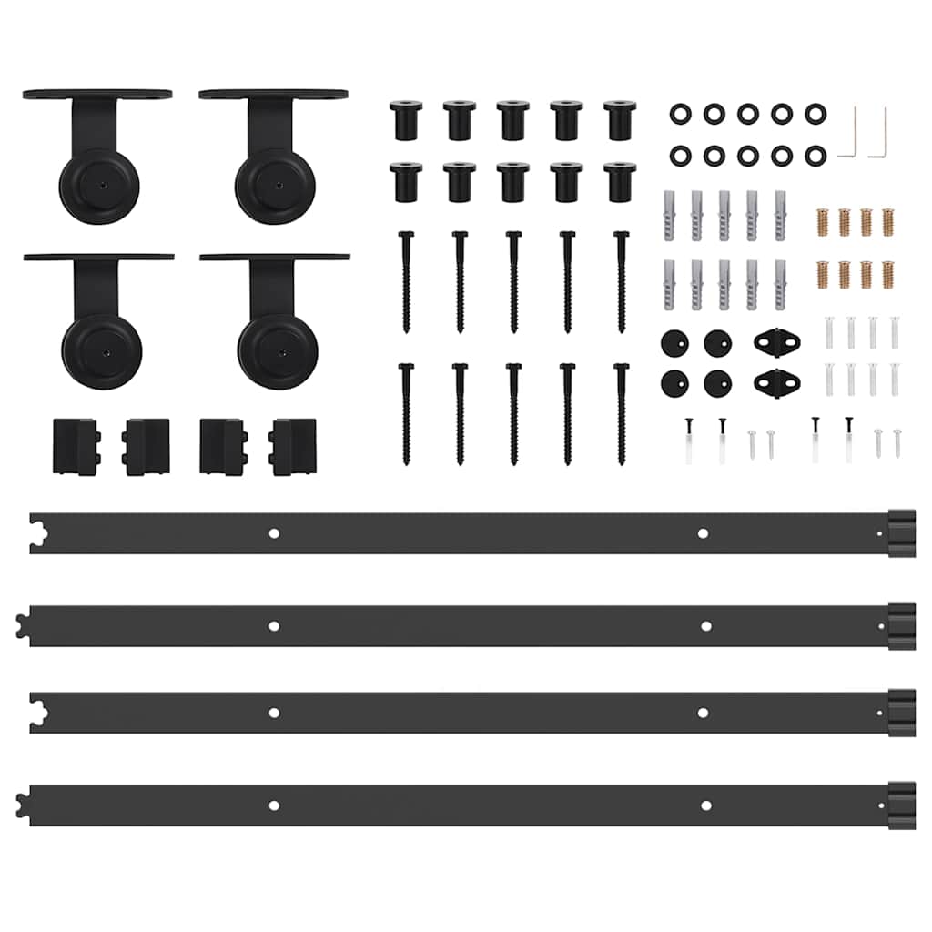 Set feronerie pentru uși glisante, negru, 427 cm, oțel