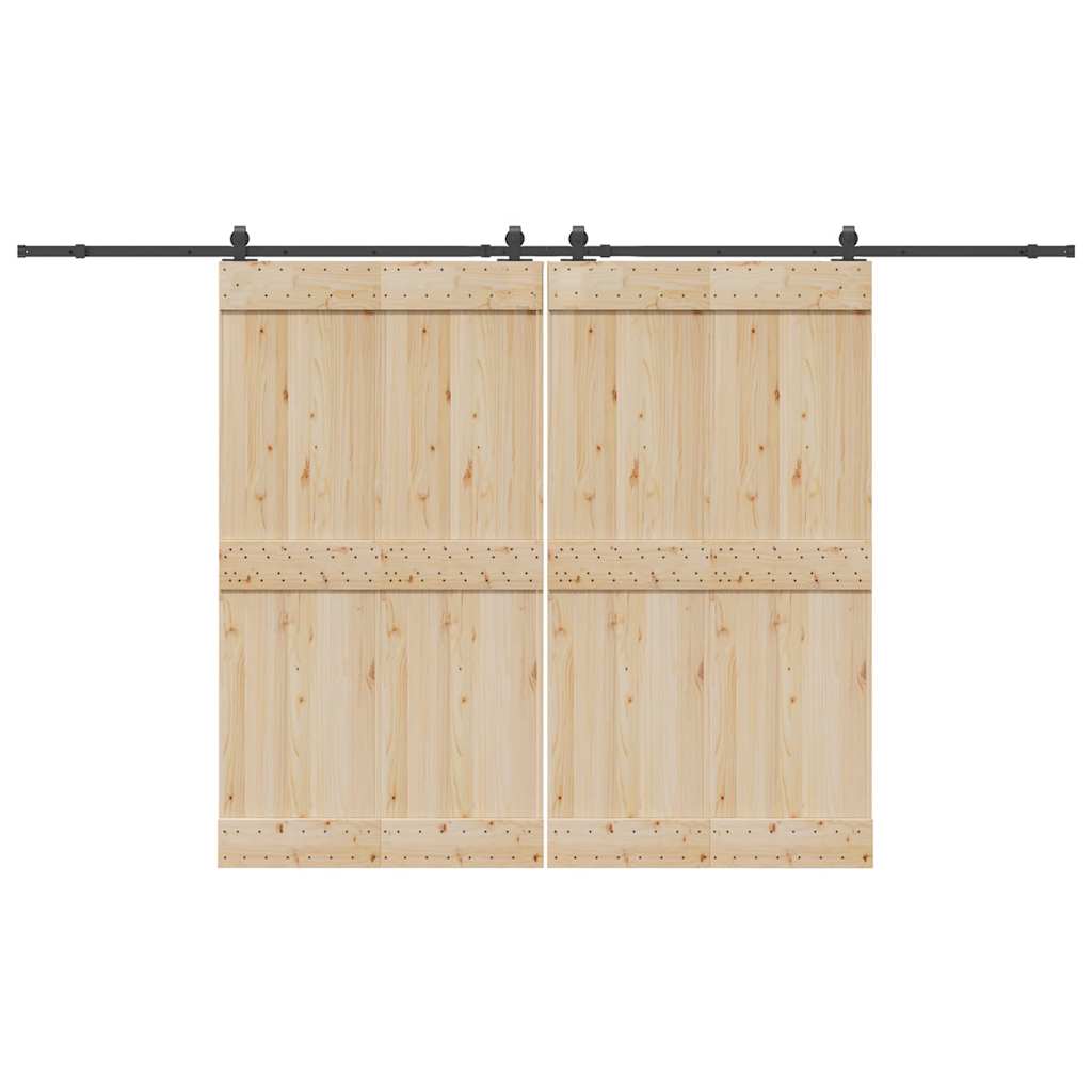 Set feronerie pentru uși glisante, negru, 366 cm, oțel