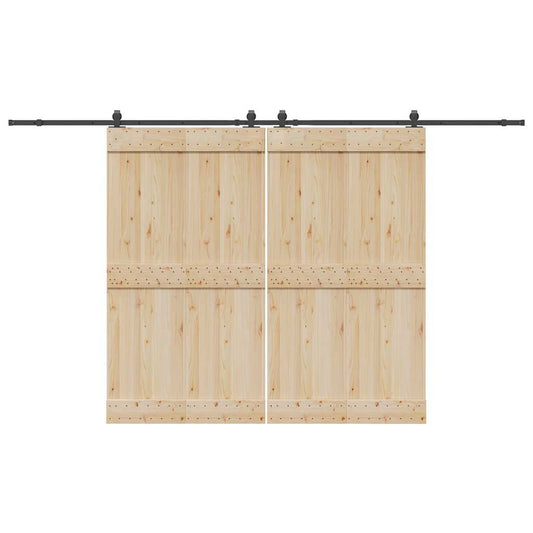 Set feronerie pentru uși glisante, negru, 366 cm, oțel