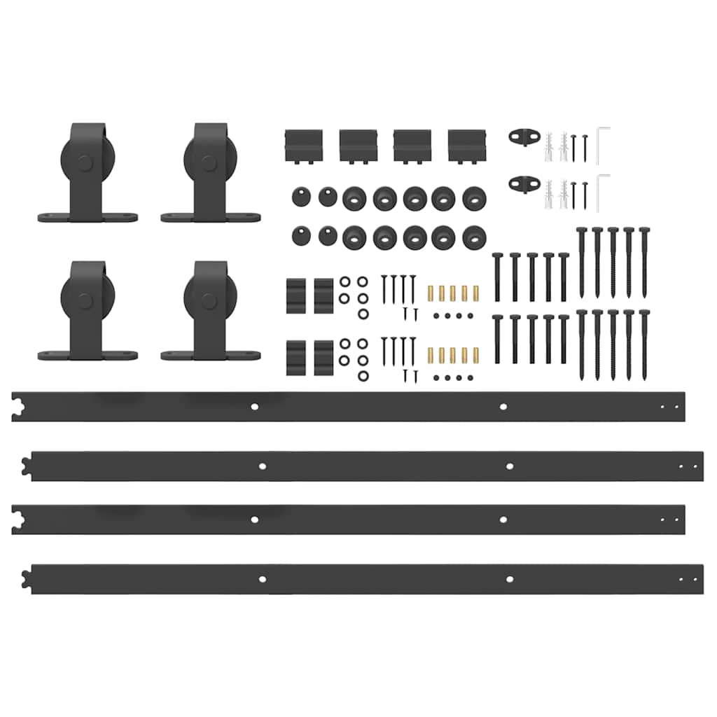 Set feronerie pentru uși glisante, negru, 305 cm, oțel
