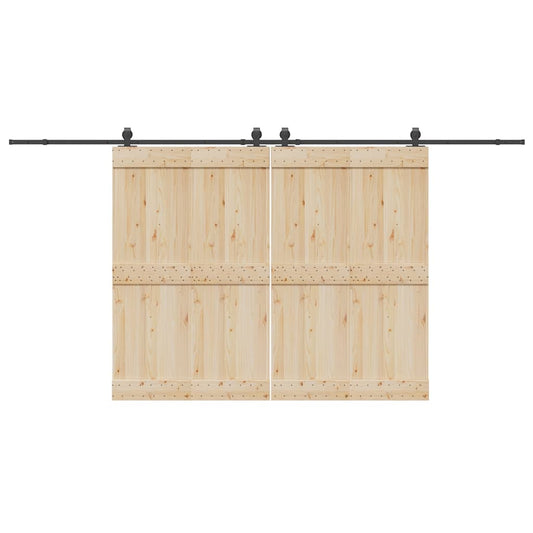 Set feronerie pentru uși glisante, negru, 427 cm, oțel