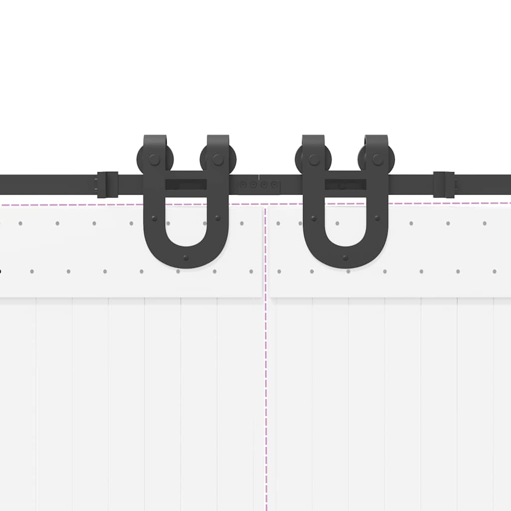 Set feronerie pentru uși glisante, negru, 366 cm, oțel