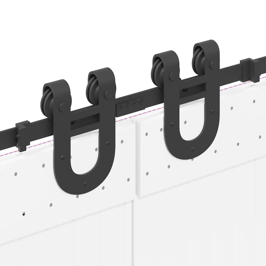 Set feronerie pentru uși glisante, negru, 366 cm, oțel