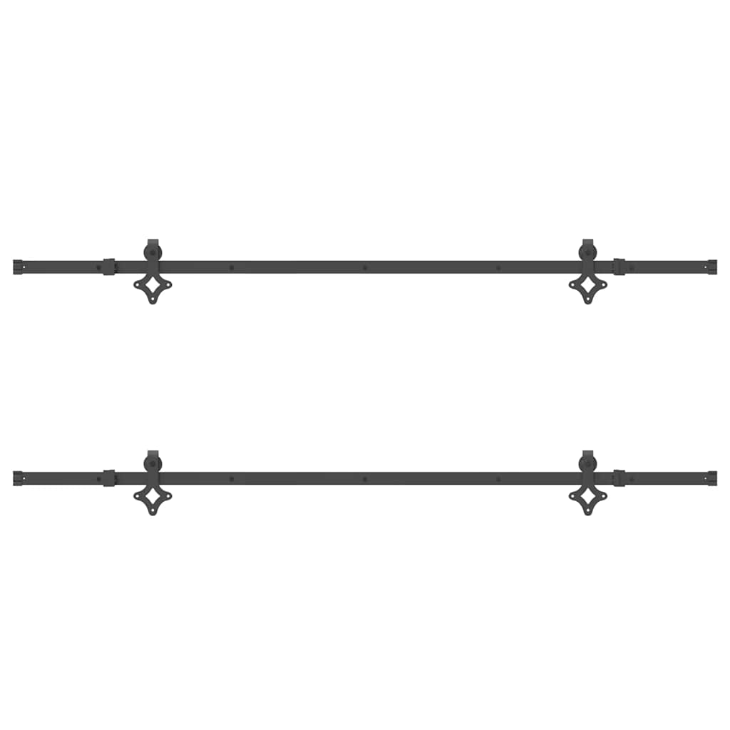Set feronerie pentru uși glisante, negru, 427 cm, oțel
