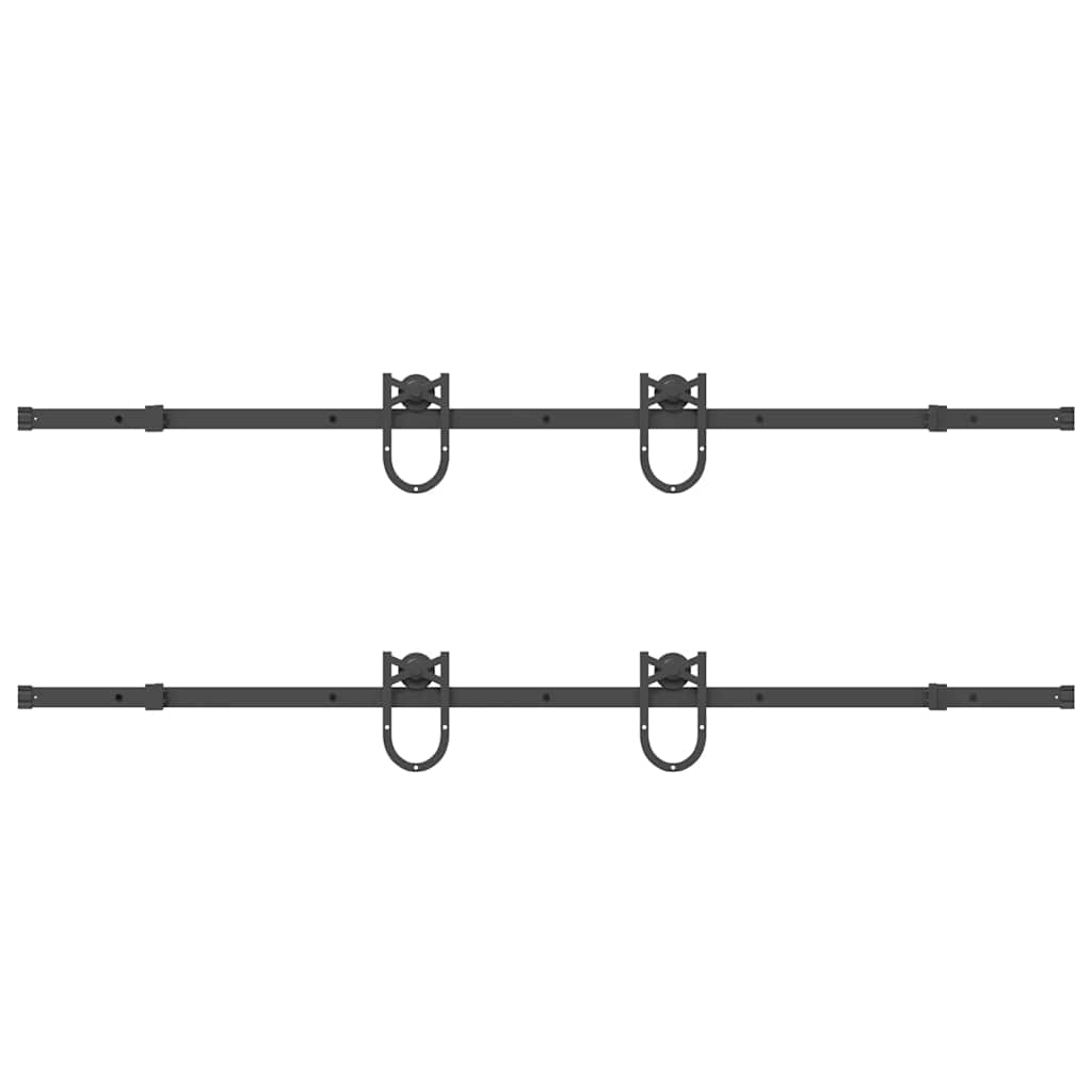 Set feronerie pentru uși glisante, negru, 400 cm, oțel