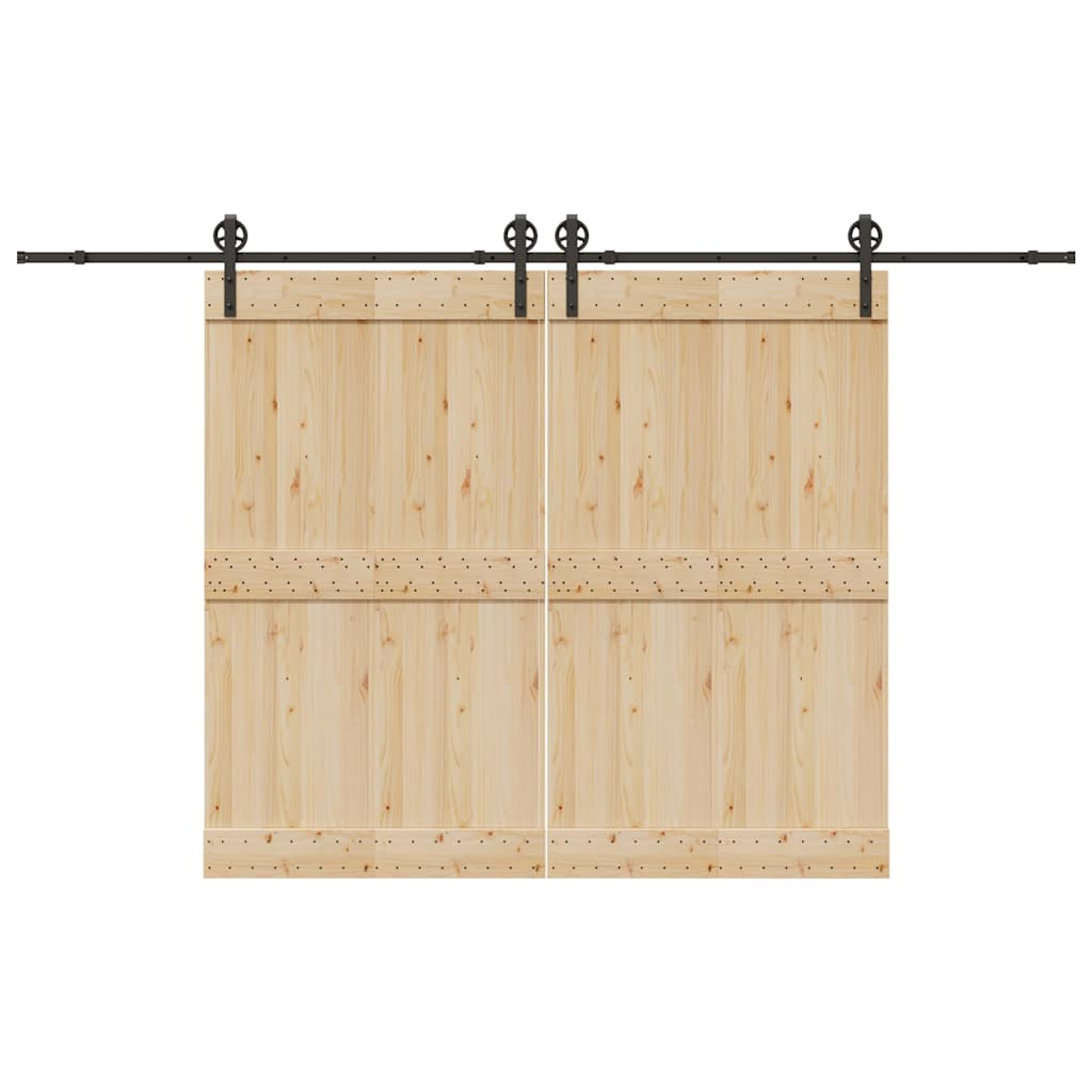 Set feronerie pentru uși glisante, negru, 366 cm, oțel