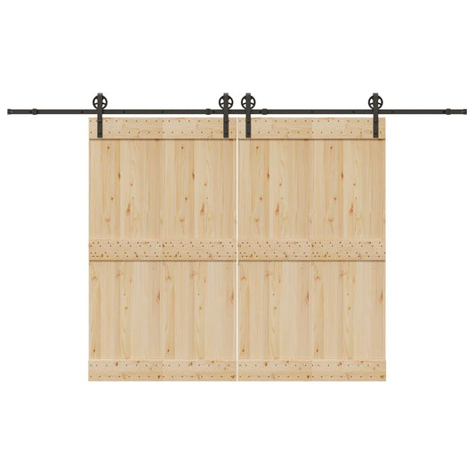 Set feronerie pentru uși glisante, negru, 366 cm, oțel