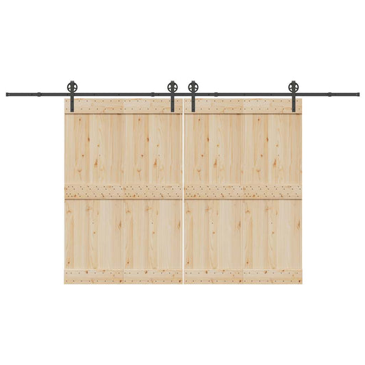 Set feronerie pentru uși glisante, negru, 400 cm, oțel