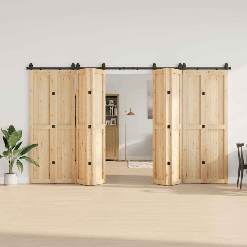 Set feronerie pentru uși glisante, negru, 366 cm, oțel