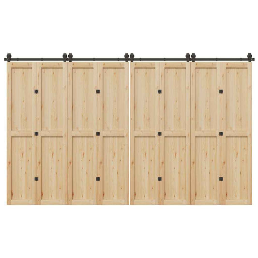 Set feronerie pentru uși glisante, negru, 366 cm, oțel