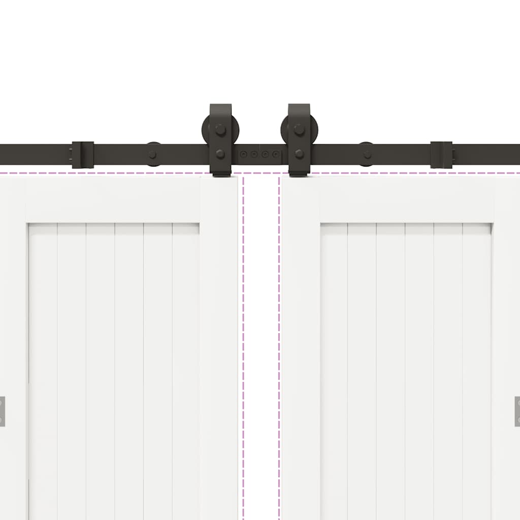 Set feronerie pentru uși glisante, negru, 400 cm, oțel