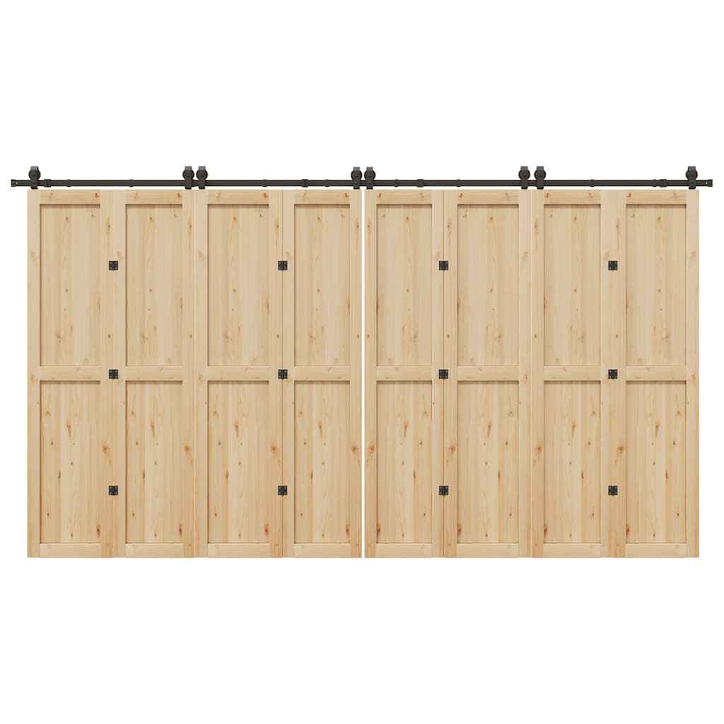 Set feronerie pentru uși glisante, negru, 400 cm, oțel