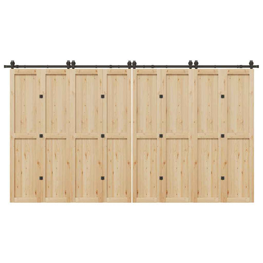 Set feronerie pentru uși glisante, negru, 400 cm, oțel